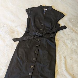 🏵️ Calvin Klein Little Black Button Dress Size 2